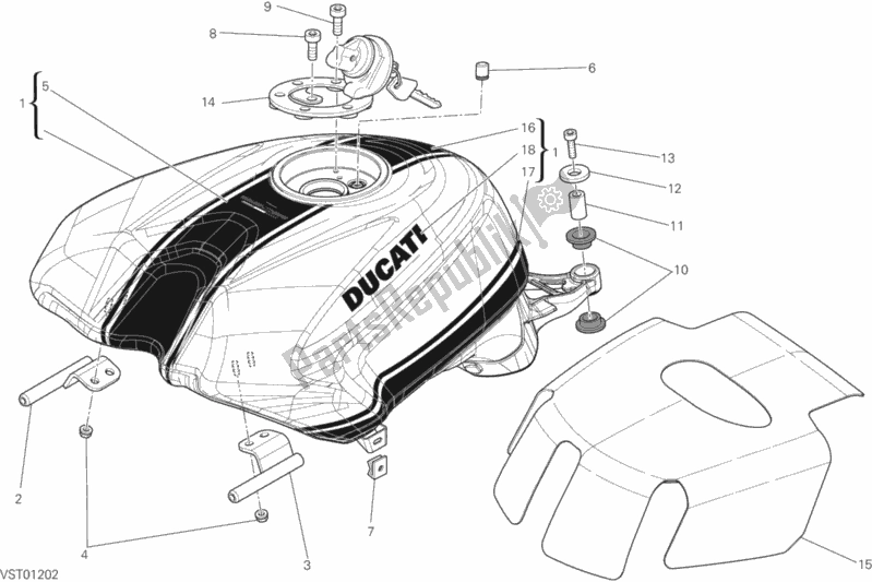 Todas las partes para Depósito De Combustible de Ducati Superbike 848 EVO Corse SE 2013